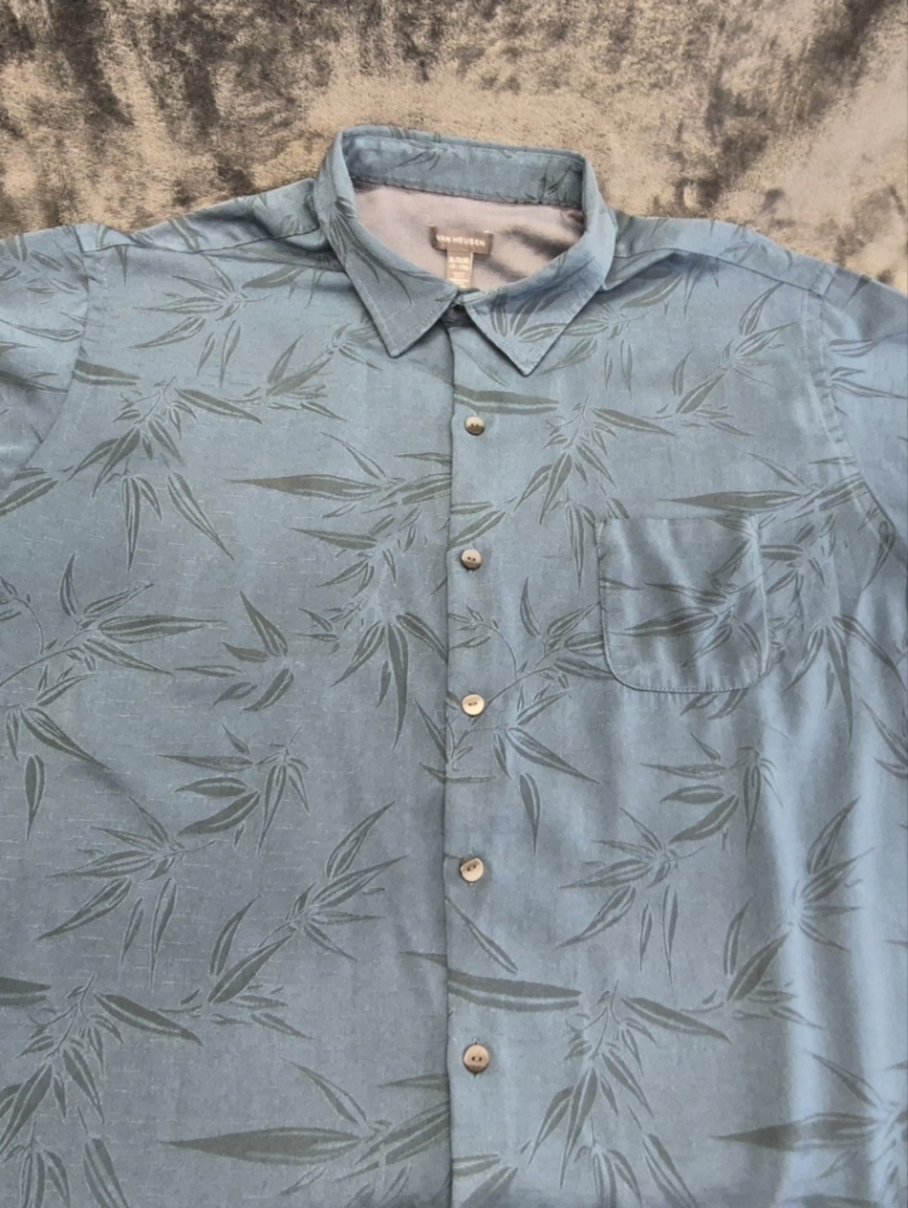 Van Heusen Dark Dark Teal  SOFT Casual Hawaiian Short Sleeve Button Up Size XL
